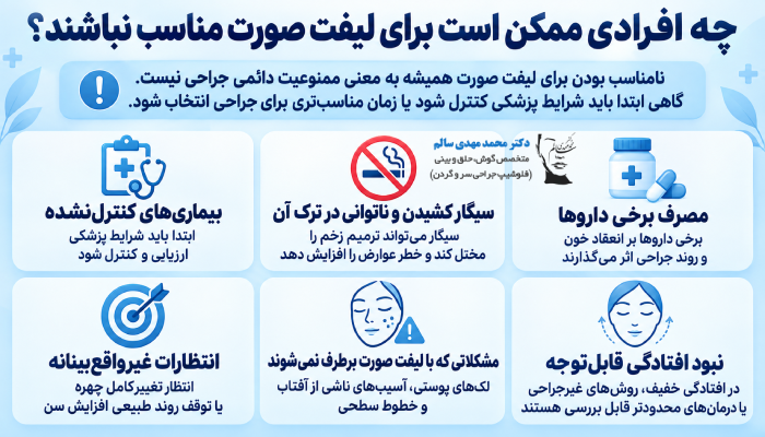چه کسانی کاندید مناسبی برای لیفت صورت نیستند؟